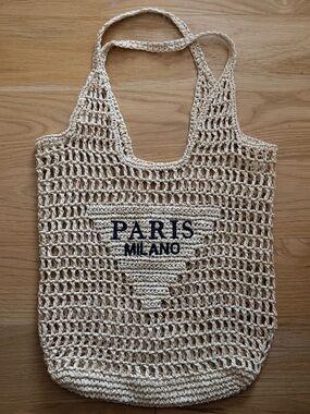 Paris Milano Crochet Market Tote Bag in Natural EC